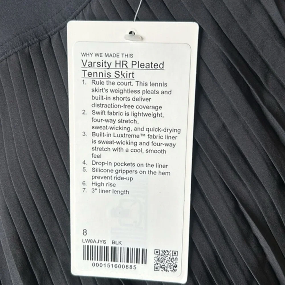 Varsity High-Rise Pleated Tennis Skirt In Black - Picture 6 of 8